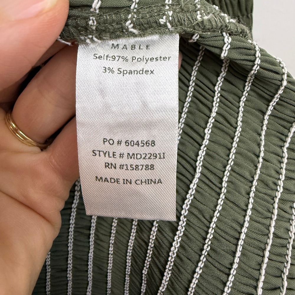 Mable ESME Green SATEEN Smocked Tiered Ruffle MIDI Dress Spaghetti Strap WOMEN M - Picture 5 of 10